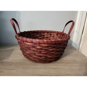 Vintage Basket Basketville Putney, VT Red Rope 2 Handles 10" Excellent